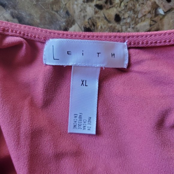 Leith Top Blouse Tank Top L XL Pink Coral Cold Shoulder Ruffle Sleeve NWT Boho - Picture 5 of 8
